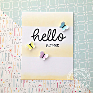 Sunny Studio Stamps Summer Butterfly Card featuring hello scripty word die