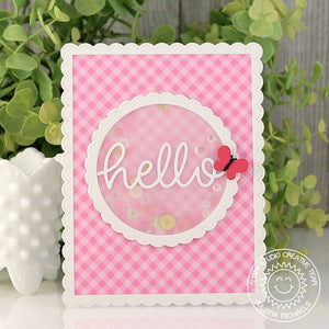 Sunny Studio Stamps Hello Butterfly Shaker Card using hello word die
