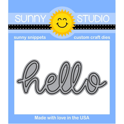 Sunny Studio Stamp 2.75" wide Hello Word Metal Cutting Die with Script Handwritten Cursive