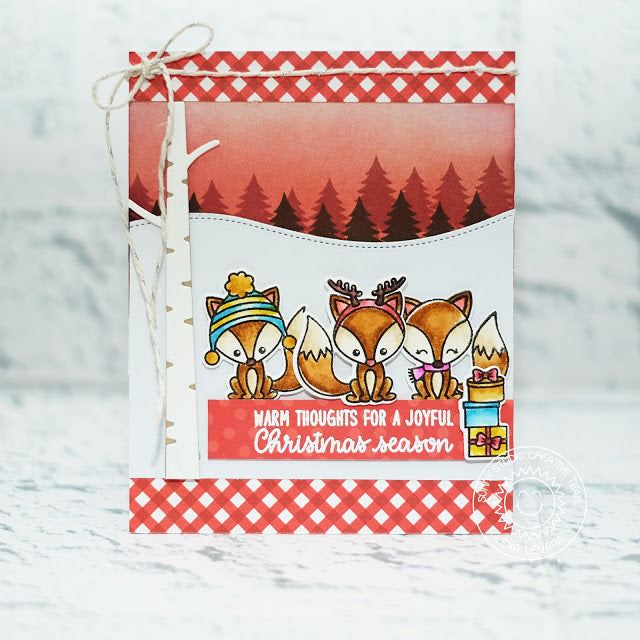 Sunny Studio Stamps Foxy Christmas Red & Winter Winter Snow Scene Holiday Card by Lexa Levana