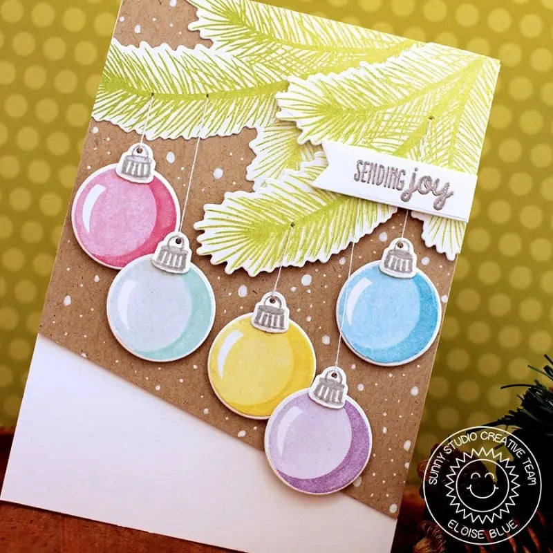 Sunny Studio Stamps Holiday Style Sending Joy Pastel Ornament Christmas Card