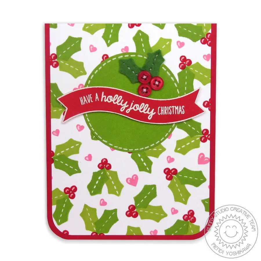 Sunny Studio Stamps Gleeful Reindeer Holly Jolly Christmas Card
