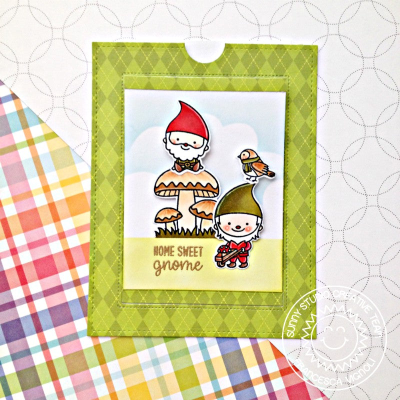 Sunny Studio Stamps Home Sweet Gnome Pop-up Card using Sliding Window Die