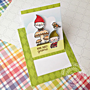 Sunny Studio Stamps Green Home Sweet Gnome Card by Franci featuring Sliding Window Metal Cutting Dies