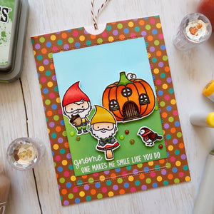Sunny Studio Stamps Rainbow Dot Fall Gnome Card (using Preppy Prints Tones 6x6 Paper)