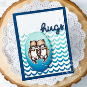 Sunny Studio Stamps Sea Otter Hugs with Ocean Waves Card (using Stitched Oval 2 Metal Cutting Dies)