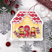 Sunny Studio Gingerbread House with Boy & Girl Shaped Holiday Card (using Icing Border Metal Cutting Dies)