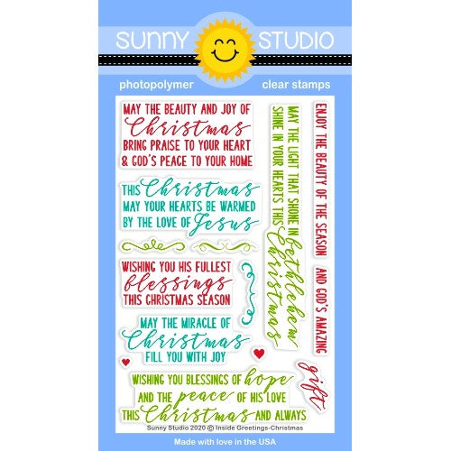 Sunny Studio Stamps Card Inside Greetings Christmas 4x6 Clear Photopolymer Christian Faith Based Sentiment Phrase Stamp Set