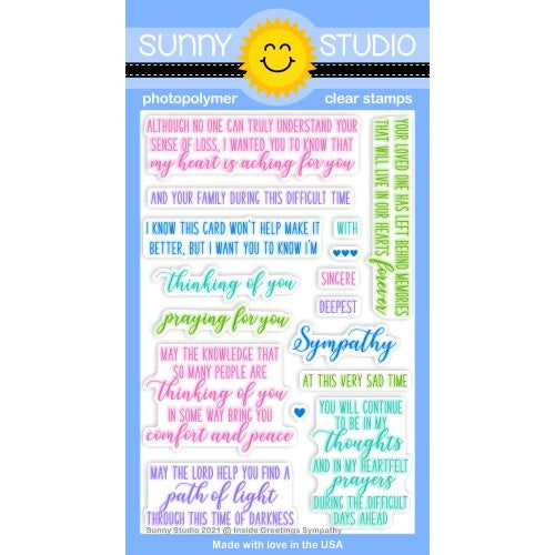 Sunny Studio Stamps Inside Greetings Sympathy Sentiments 4x6 Clear Photopolymer Stamp Set