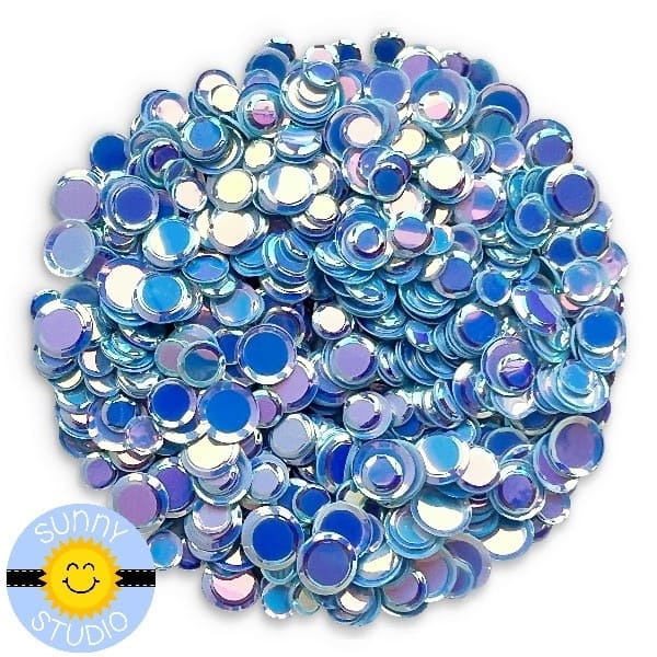 Sunny Studio Stamps Iridescent Blue Confetti No Hole Sequins Embellishments SSEMB-031