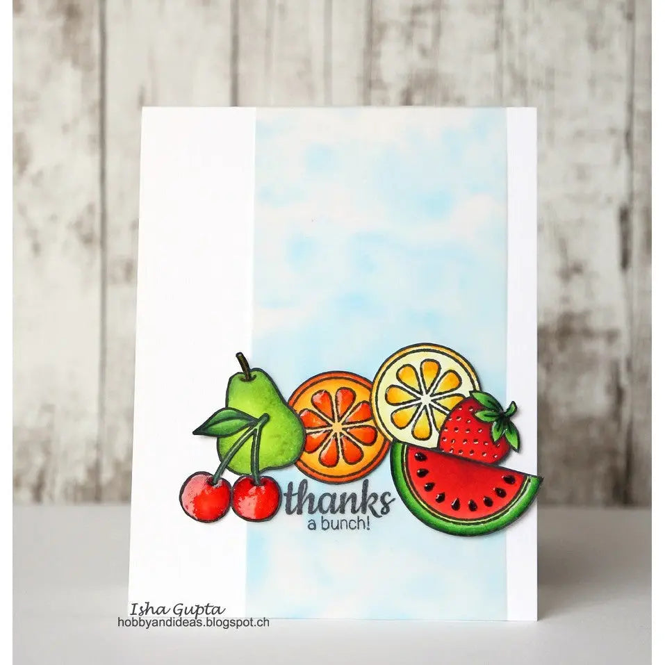 Sunny Studio Stamps Fresh & Fruity Thanks A Bunch Punny Fruit Themed Summer Thank You Card by Isha Gupta