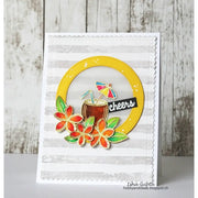 Sunny Studio Stamps Tropical Paradise Coconut Drink with Umbrella & Plumeria Flowers Cheers Summer Card by Isha Gupta
