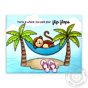 Sunny Studio Stamps Island Getaway Monkey In Hammock & Palm Tree Card