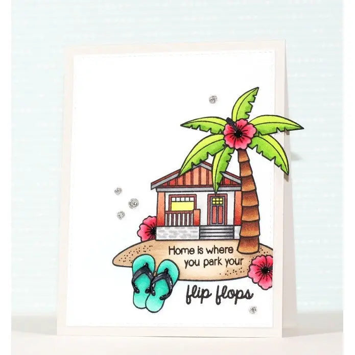 Sunny Studio Stamps Island Getaway Home Is Where You Park Your Flip Flops Beach House Summer Card