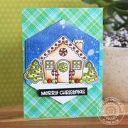 Sunny Studio Stamps Jolly Gingerbread Interactive House Christmas Card with Lift The Flap Peek-a-boo door