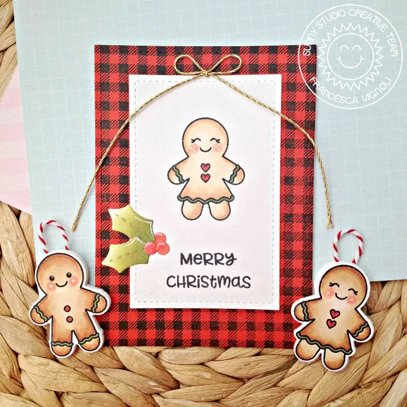 Sunny Studio Stamps Jolly Gingerbread Holiday Girl Christmas Card & Ornaments