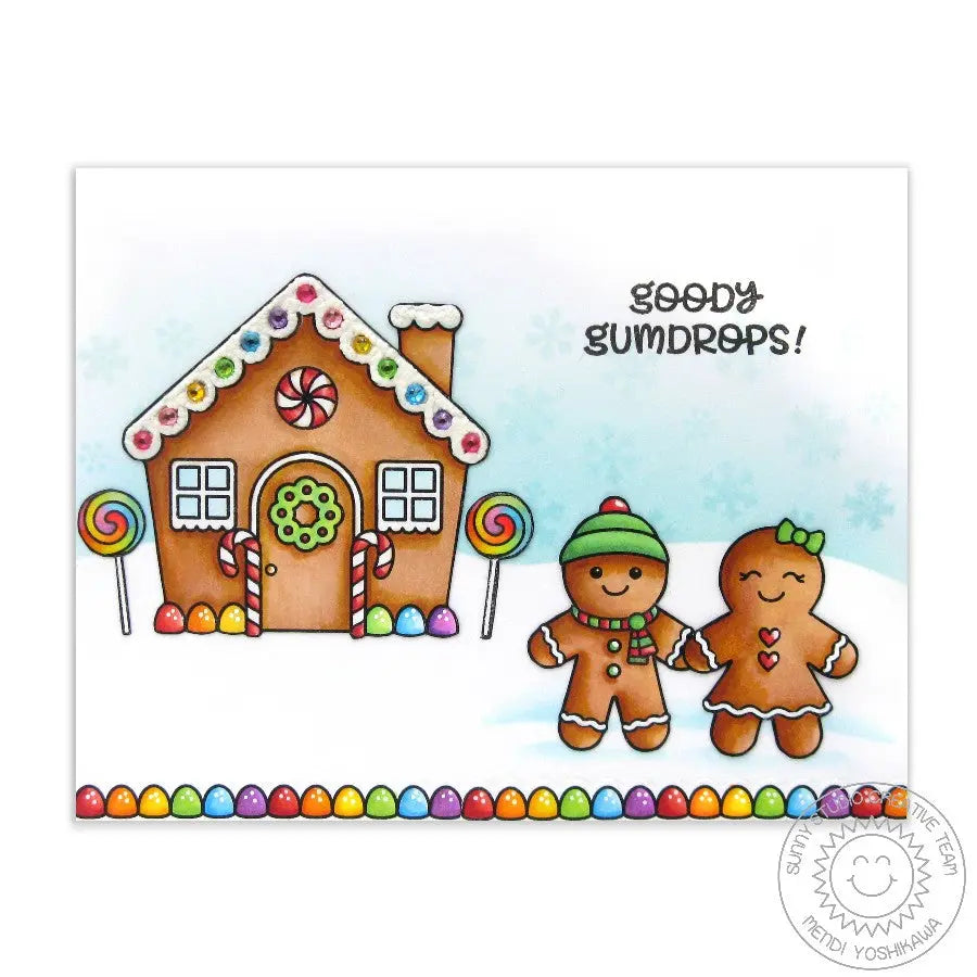 Sunny Studio Stamps Jolly Gingerbread Goody Gumdrops Colorful Christmas Card