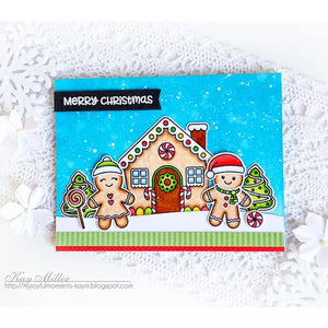 Sunny Studio Stamps Jolly Gingerbread House Merry Christmas Holiday Card by Kay Miller