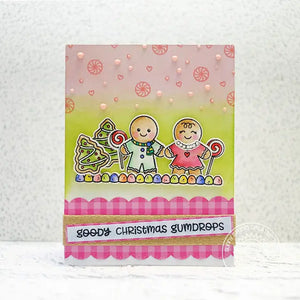 Sunny Studio Stamps Pink Jolly Gingerbread Goody Gumdrops Holiday Christmas Card by Lexa Levana