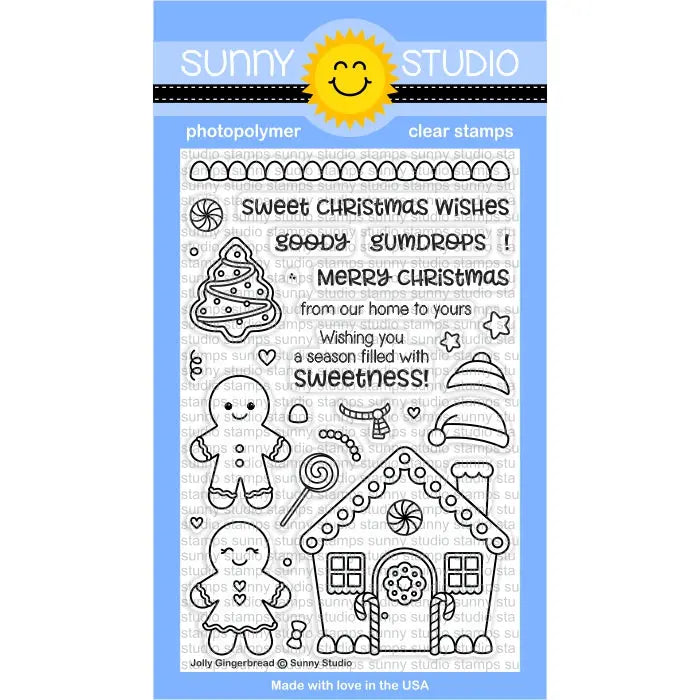 Sunny Studio Stamps Jolly Gingerbread Christmas Holiday 4x6 Photo-polymer Clear Stamp Set