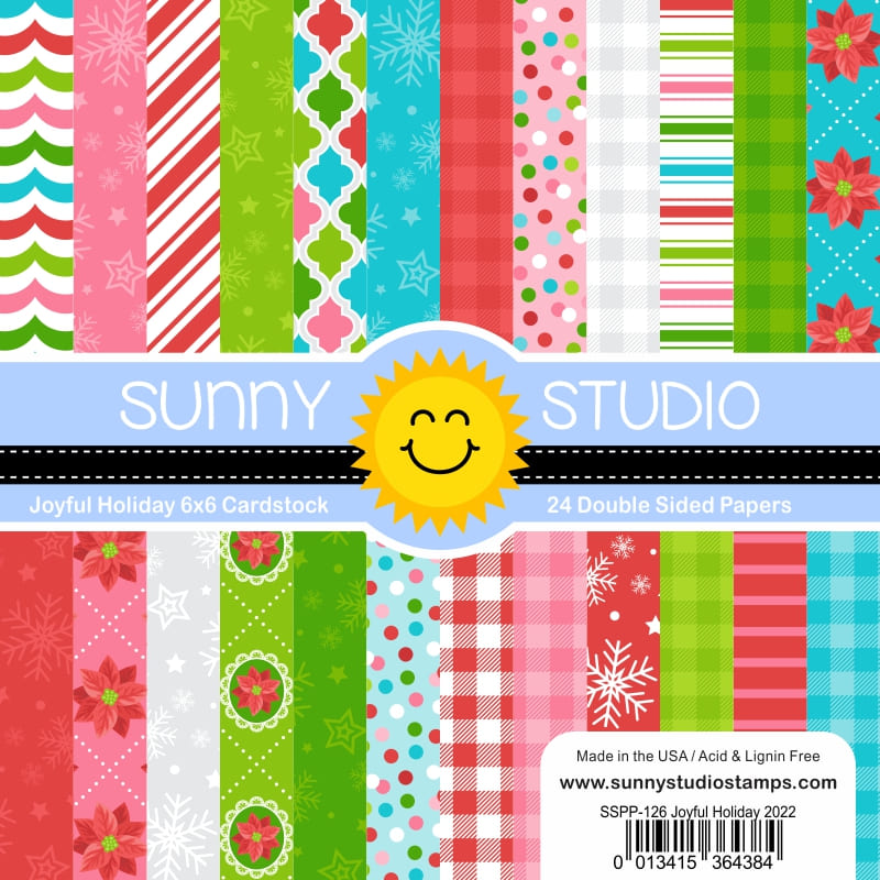 Sunny Studio Stamps Joyful Holiday 6x6 Christmas Double-Sided Cardstock Patterned Paper Pack Pad SSPP-126