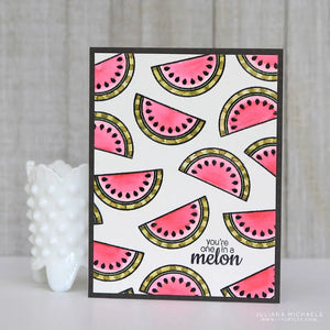 Sunny Studio Stamps Fresh & Fruity You're One In A Melon Watermelon Background Punny Summer Card