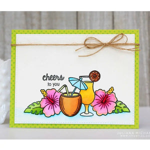 Sunny Studio Stamps Tropical Paradise Cheers to You Fruity Drinks with Hibiscus flowers Summer Card by Juliana Michaels