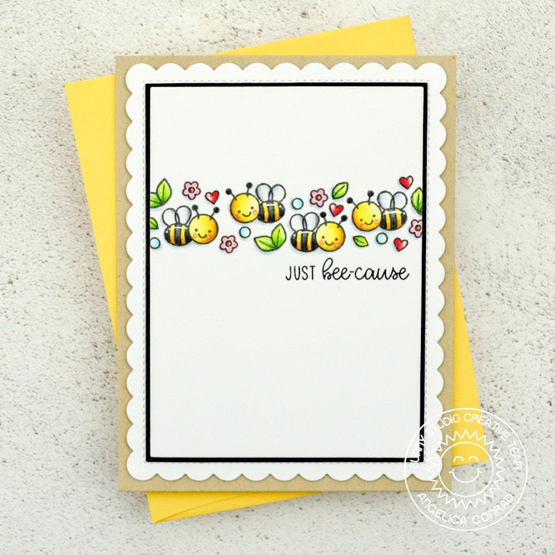 Sunny Studio Stamps Just Bee-cause Honey Bee with Beehive Handmade Card by Angelica