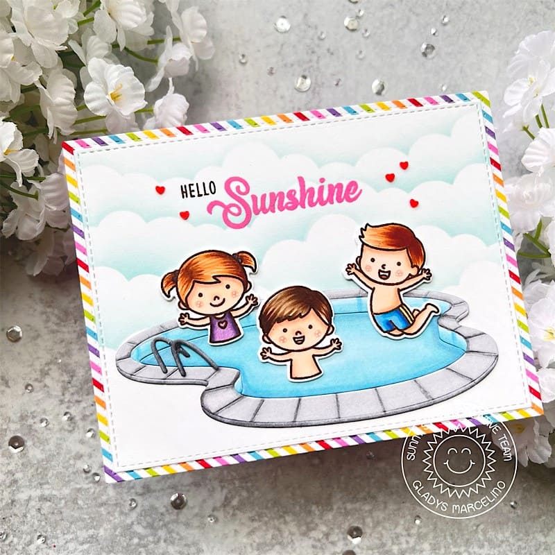 Sunny Studio 4x6 Clear Photopolymer Kiddie Pool Stamps - Sunny Studio Stamps