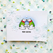 Sunny Studio Stamps CAS Clean & Simple Merry Christmas Polar Bears Winter Holiday Card (using Lacy Snowflakes Cutting Die)