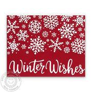 Sunny Studio Stamps Winter Wishes Red & White Handmade Winter Holiday Christmas Card (using Layered Snowflake Frame Dies)