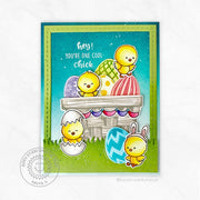 Sunny Studio You're One Cool Chick Eggs In Basket Handmade Easter Card (using Layered Layering Eggs To Dye For 4x6 Clear Stamps)