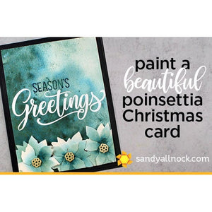 Sunny Studio Stamps Season's Greetings Teal Watercolor Holiday Christmas Card by Sandy Allnock using Layered Poinsettia Dies
