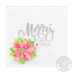 Sunny Studio Stamps Watercolor Poinsettia and Snowflake Elegant Handmade Holiday Christmas Card by (using Snowflake Circle Frame Cutting Die)