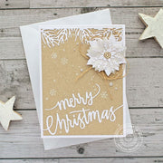Sunny Studio Stamps Elegant Kraft and Vellum Poinsettia Holiday Christmas Card using Layered Poinsettia Metal Cutting Dies