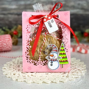Sunny Studio Stamps Snowman Holiday Christmas Goodie Treat Bag with Window using Layered Snowflake Frame Craft Cutting Dies