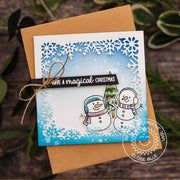 Sunny Studio Stamps Snowman Winter Holiday Christmas Card by Eloise Blue (using Layered Snowflake Frame Dies)