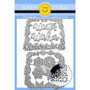 Sunny Studio Stamps Layered Snowflake Frame & Winter Wishes Greeting Metal Cutting Dies Set