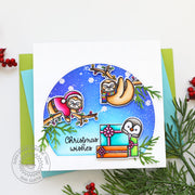 Sunny Studio Christmas Wishes Hanging Sloths Punny Holiday Card (using Lazy Christmas 3x4 Clear Stamps)