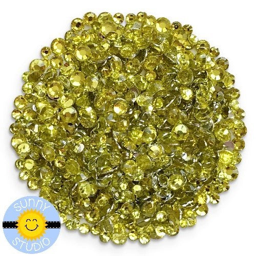 Sunny Studio Stamps Lemon Quartz Yellow Green Faux Jewels Rhinestones Crystals Gems- 3mm, 4mm & 5mm