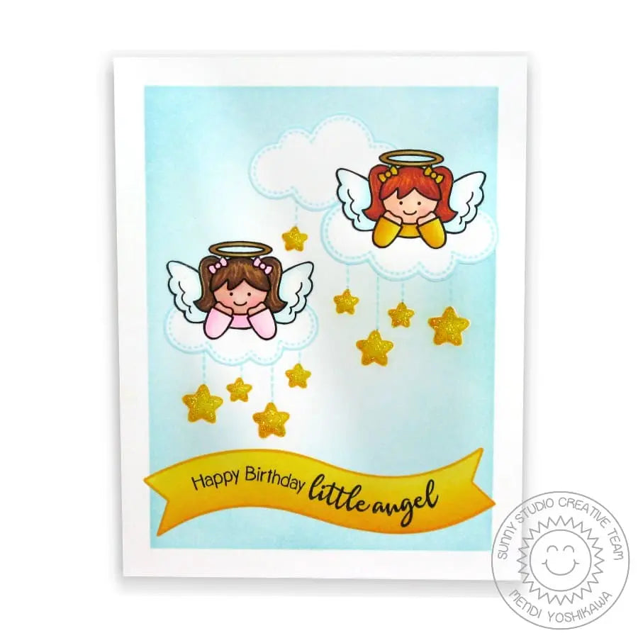 Sunny Studio Stamps Little Angels & Angelic Sentiments Birthday Card