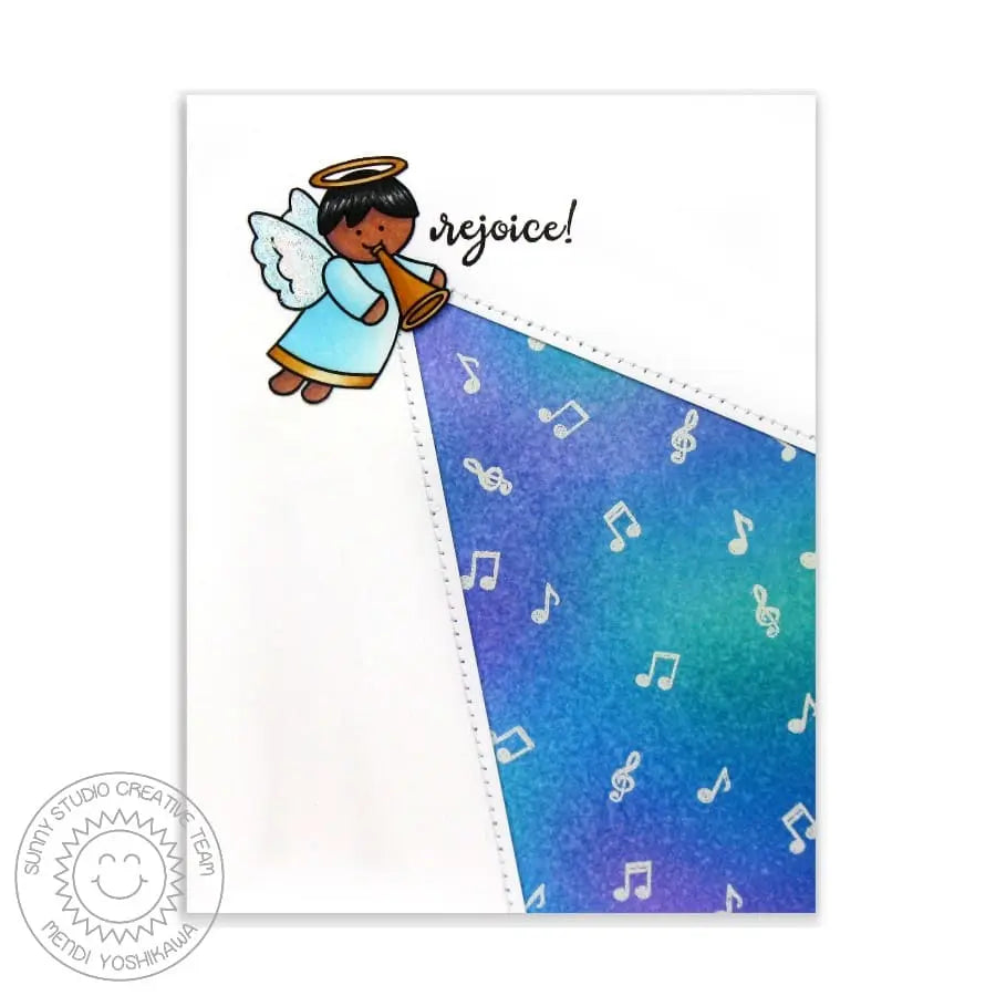 Sunny Studio Stamps Little Angels Boy Angel with Horn Rejoice Card