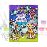 Sunny Studio Birds with Tree Branch & Birdhouse in the Garden Shaker Card (using Little Birdie 4x6 Clear Stamps)