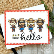 Sunny Studio Howdy Hello Cowboy & Cowgirl Handmade Card by Juliana Michaels using Little Buckaroo Clear Stamps