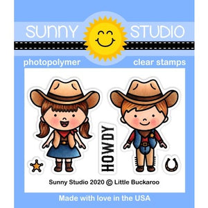 Sunny Studio Stamps Little Buckaroo Howdy Cowboy and Cowgirl Kids Mini 2x3 Clear Photopolymer Stamp Set