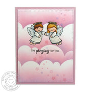 Sunny Studio Stamps Little Angels Pink Clouds Praying For You Encouragement Card