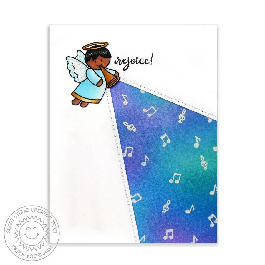 Sunny Studio Stamps Little Angels Rejoice Angel With Horn Card