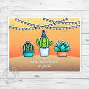 Sunny Studio Punny Cactus Hoping Your Birthday is On Point Card (using Looking Sharp 3x4 Clear Stamps)