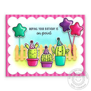 Sunny Studio Stamps Hoping Your Birthday Is On Point Punny Cactus Birthday Card using Picket Fence Border Metal Cutting Die