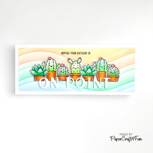 Sunny Studio Hoping Your Birthday is On Point Slimline Punny Cactus Card (using Looking Sharp Stamps)